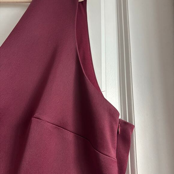 BHLDN Piper Dress 22W Plus Burgundy Satin V-Neck Maxi Bridesmaid Formal Gown - Picture 15 of 15